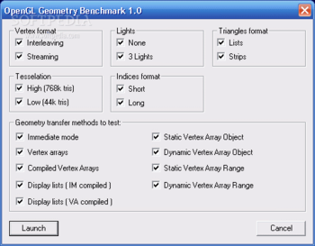 OpenGL Geometry Benchmark screenshot