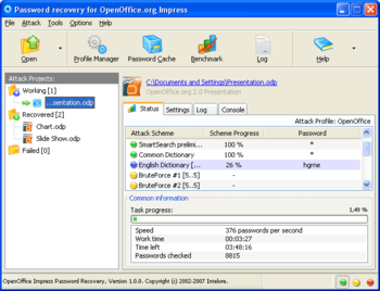 OpenOffice Impress Password Recovery screenshot