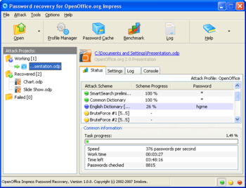 OpenOffice Impress Password Recovery screenshot 2