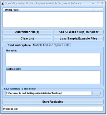 OpenOffice Writer Find and Replace In Multiple Documents Software screenshot