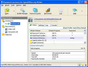 OpenOffice Writer Password Recovery screenshot