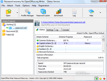 OpenOffice Writer Password Recovery screenshot 2