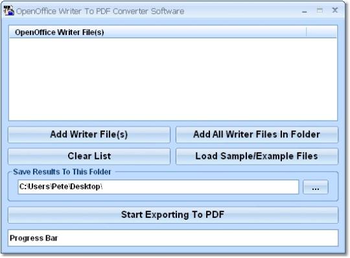 OpenOffice Writer To PDF Converter Software screenshot