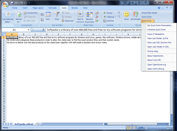 OpenSolver screenshot 2