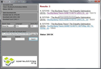Opensubtitles Search screenshot