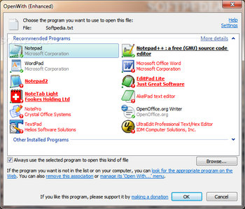 OpenWith Enhanced screenshot