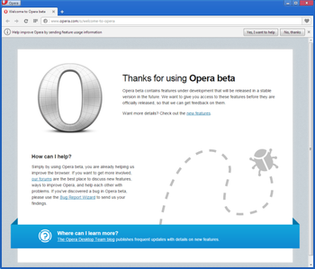 Opera Beta screenshot