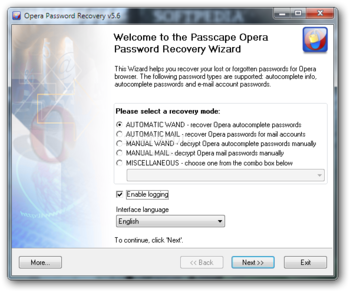 Opera Password Recovery screenshot