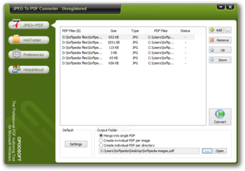 OpooSoft JPEG To PDF Converter screenshot