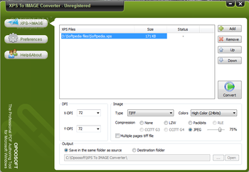 OpooSoft XPS To IMAGE Converter screenshot