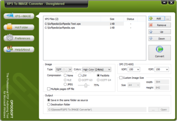 OpooSoft XPS To IMAGE GUI Command Line screenshot