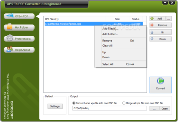 OpooSoft XPS To PDF Converter screenshot