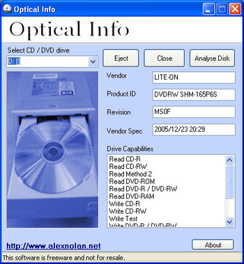 Optical info screenshot