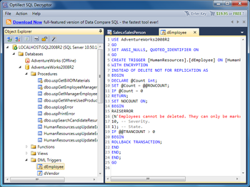 Optillect SQL Decryptor screenshot