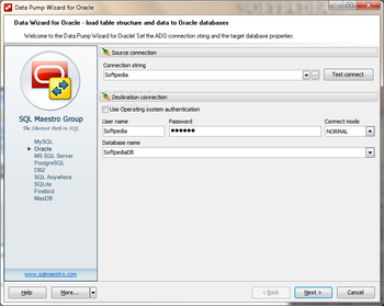 Oracle Data Wizard screenshot 2