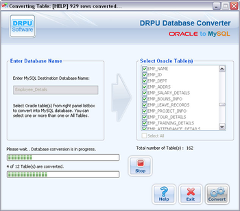 Oracle to MySQL screenshot