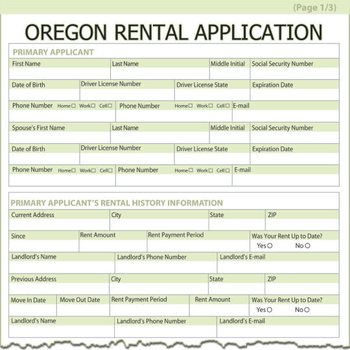 Oregon Rental Application screenshot