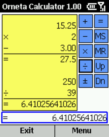 Orneta Calculator for Smartphone 2002 screenshot
