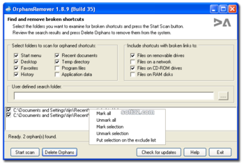 OrphansRemover screenshot 2