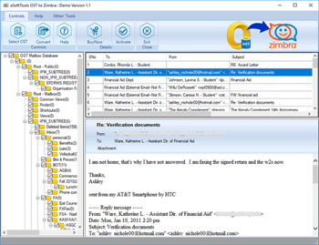 OST to Zimbra screenshot 2