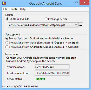 Outlook-Android Sync screenshot