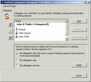 Outlook Delegation Manager screenshot