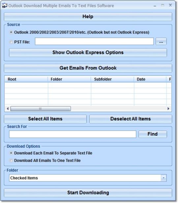 Outlook Download Multiple Emails To Text Files Software screenshot