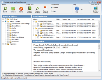 Outlook Duplicate Email Remover screenshot