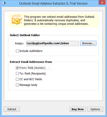 Outlook Email Address Extractor screenshot