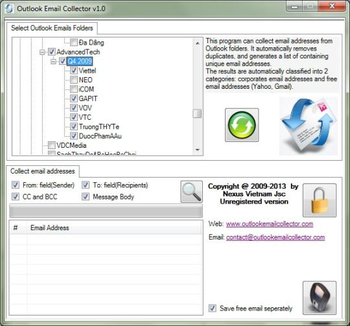 Outlook Email Collector screenshot