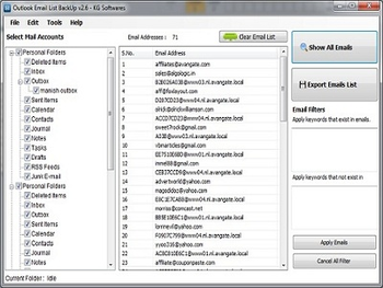 Outlook Email List BackUp screenshot