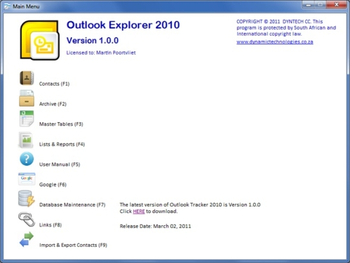Outlook Explorer 2010 screenshot