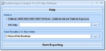 Outlook Export Contacts To VCF Files Software screenshot