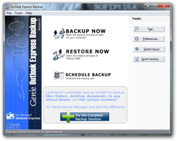 Outlook Express Backup screenshot