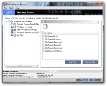 Outlook Express Backup screenshot 4