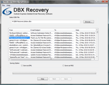Outlook Express DBX Recovery Software screenshot 2