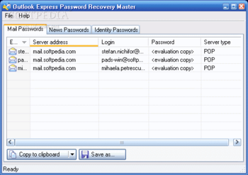 Outlook Express Password Recovery Master screenshot