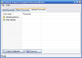 Outlook Express Password Recovery Master screenshot 2