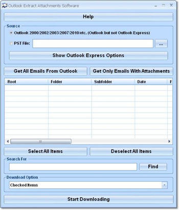 Outlook Extract Attachments Software screenshot