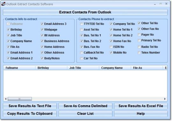 Outlook Extract Contacts Software screenshot