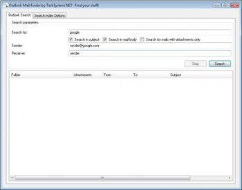Outlook Mail Finder screenshot