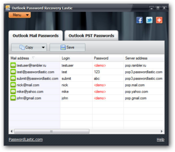 Outlook Password Recovery Lastic screenshot 2