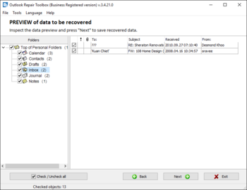 Outlook Repair Toolbox screenshot 4