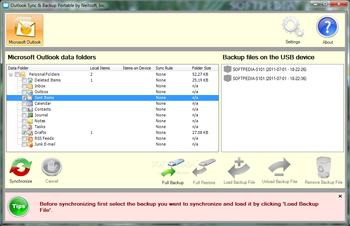 Outlook Sync & Backup Portable screenshot 2