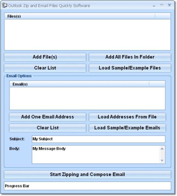 Outlook Zip and Email Files Quickly Software screenshot