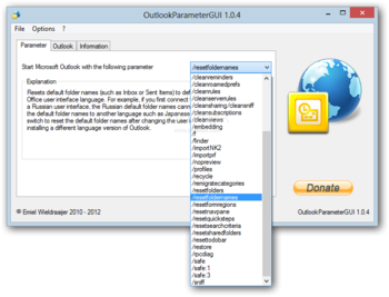 OutlookParameterGUI screenshot
