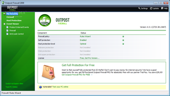 Outpost Firewall Free 2009 screenshot