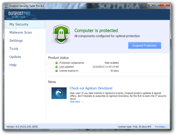 Outpost Security Suite Pro screenshot