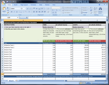 Outsourced Time and Cost Reduction Calculator screenshot