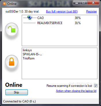 outSSIDer screenshot